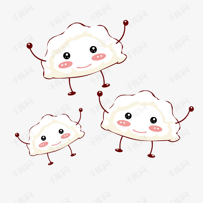 季热气腾腾的简笔画小清新美食立冬可爱卡通饺