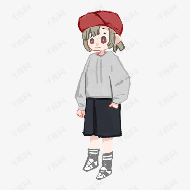 穿着卫衣的时尚女孩png免抠