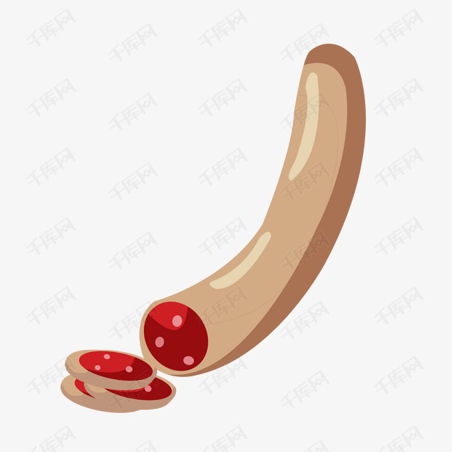 手绘血肠美食插画