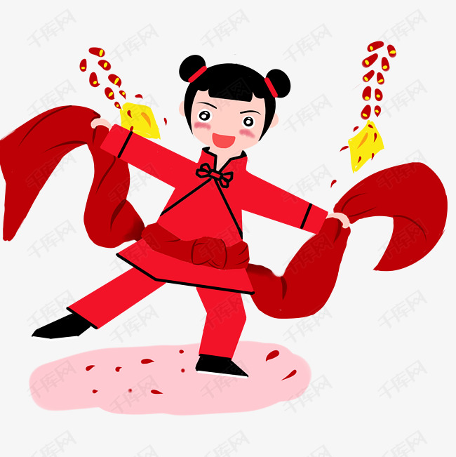 新年娃娃手绘卡通人物png素材