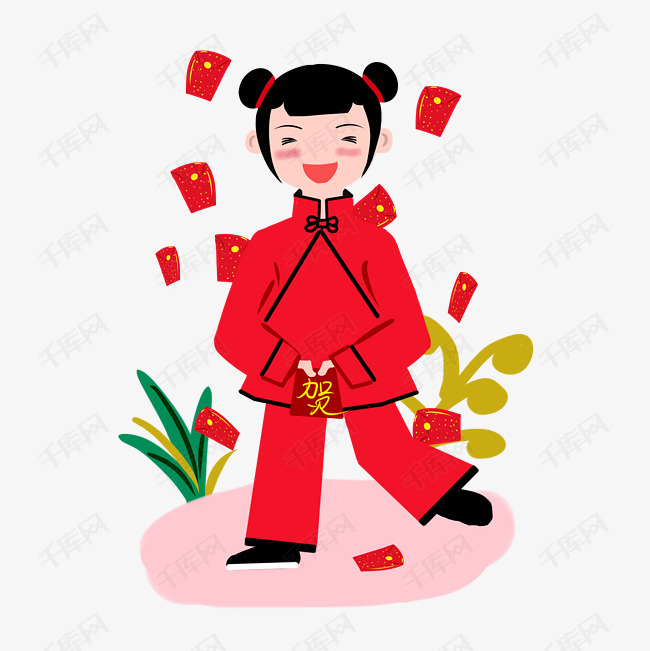 新年娃娃手绘卡通人物png素材