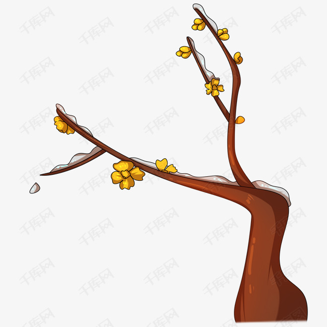 卡通手绘黄梅花插画素材图片免费下载-千库网