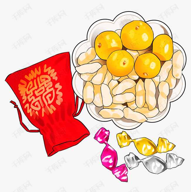 千库网 图片素材 卡通手绘新年美食  卡通手绘新年美食的素材免抠