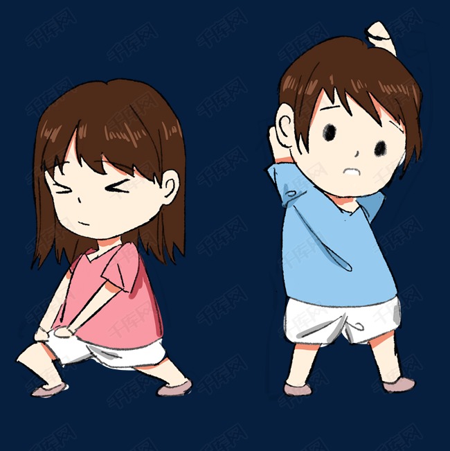 学校生活卡通插画合集 锻炼身体的可爱学生