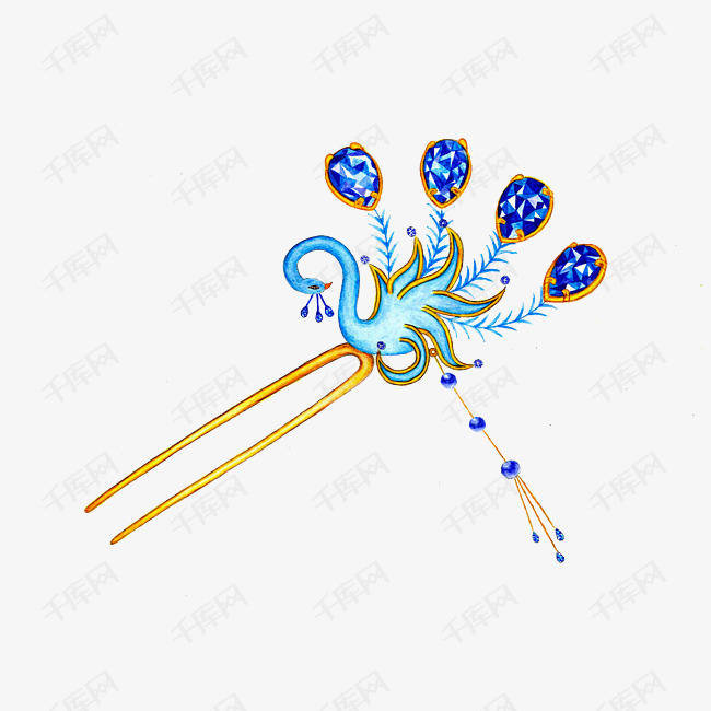 手绘古风簪子插画