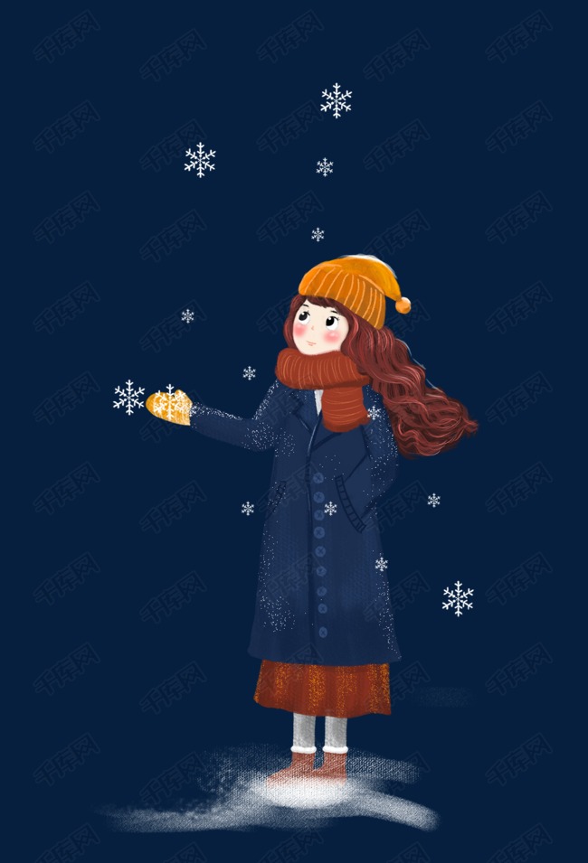 卡通冬季下雪主题插画
