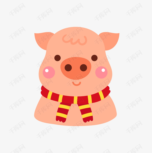 卡通可爱pig新年圣诞节矢量