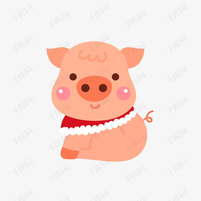 可爱圣诞节新年矢量卡通pig