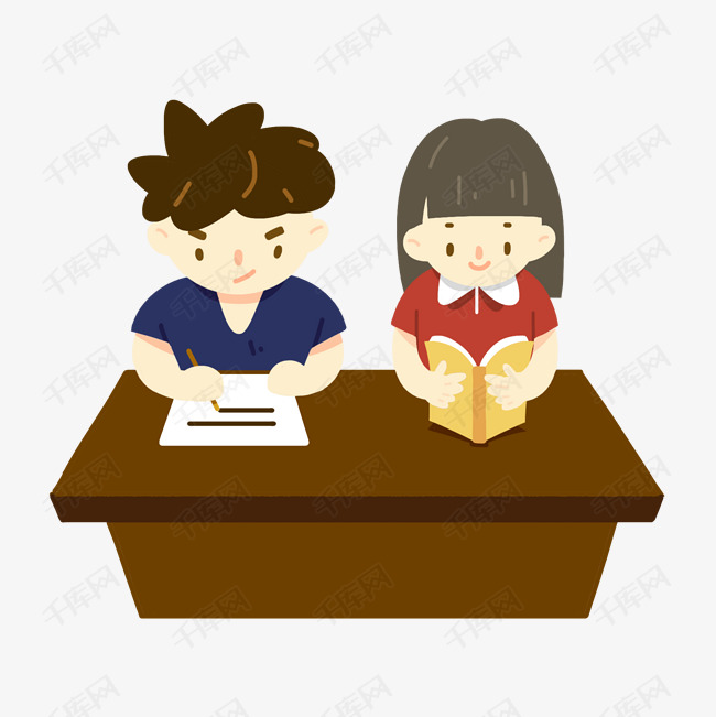 可爱的小学生上学学习场景同桌的你