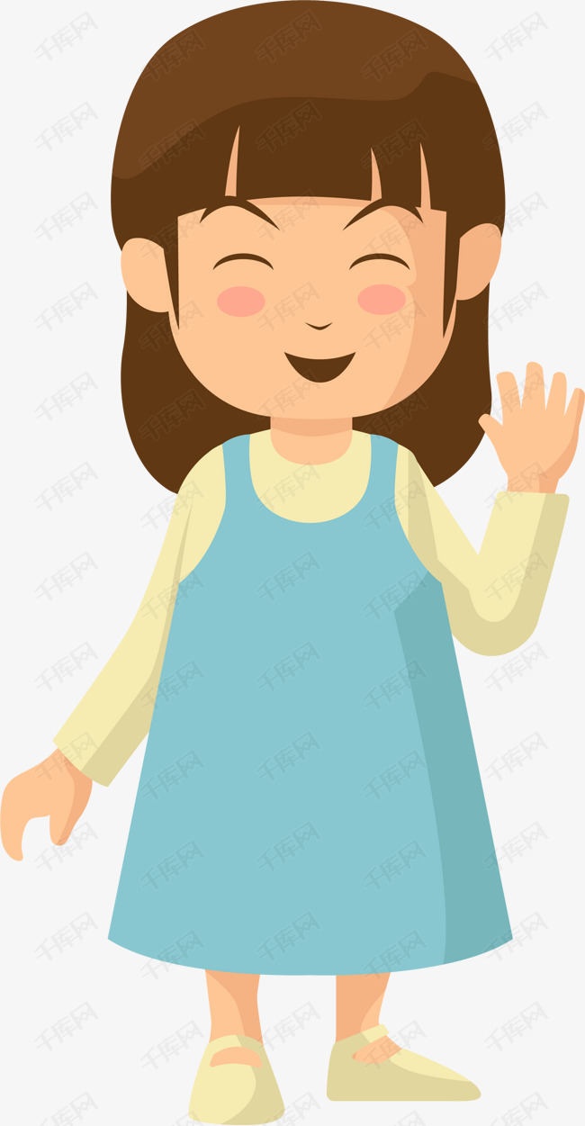 可爱卡通讲礼貌小女孩的素材免抠卡通打招呼小女孩讲礼貌可爱儿童小孩