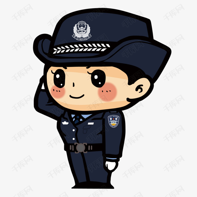 一个q版敬礼的特警的素材免抠警察特警保护q版敬礼女警