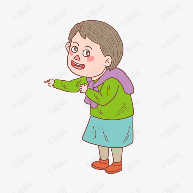 冬季冬日卡通手绘中年妇女