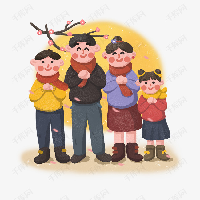新年2019年猪年全家人一起拜年