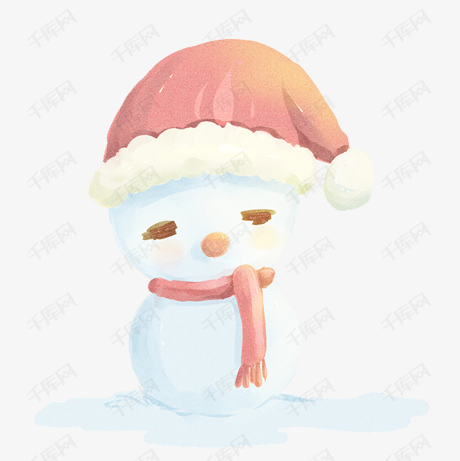 圣诞节冬天雪人下雪白色可爱手绘卡通