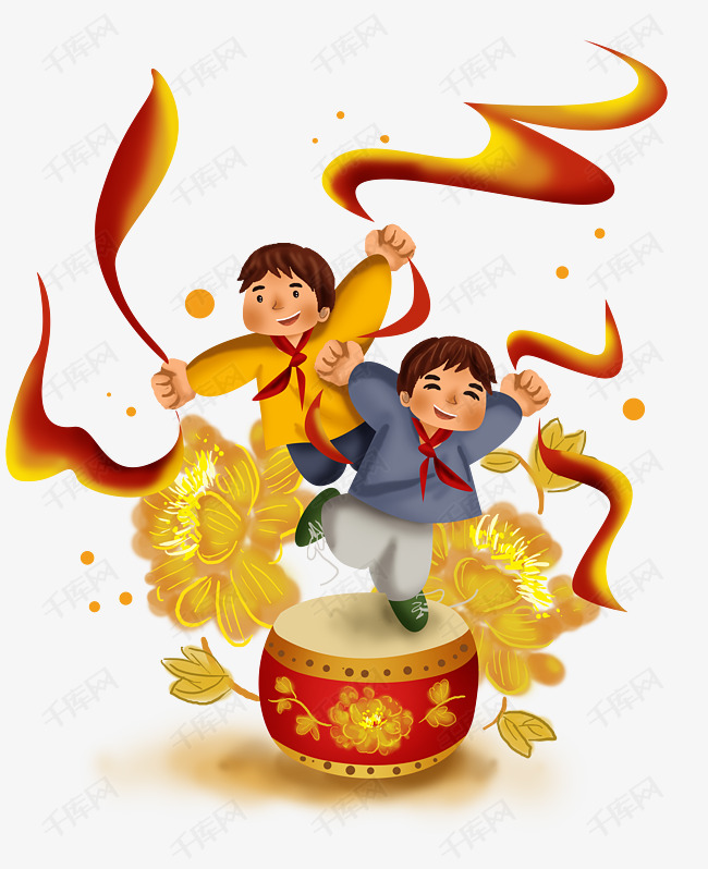 卡通敲鼓png下载