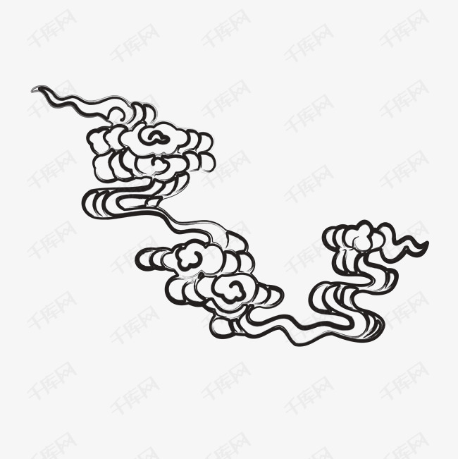 中国风水墨墨迹矢量祥云云纹装饰元素素材图片免费