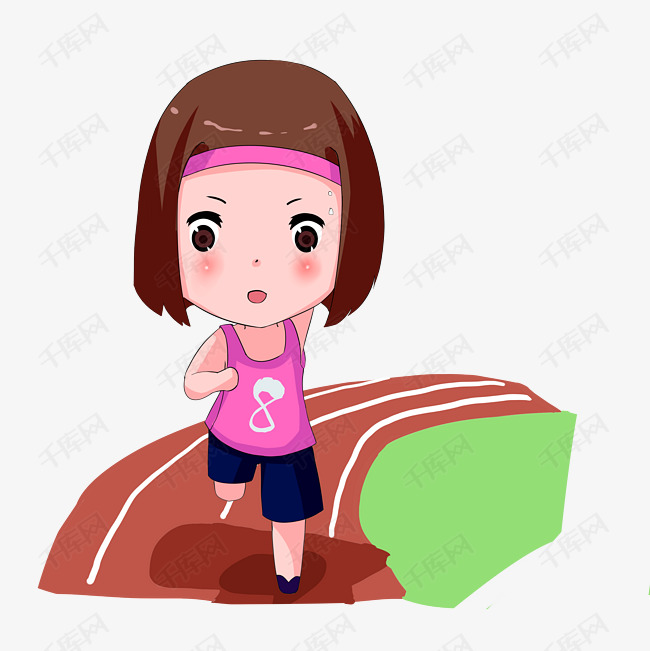跑步运动手绘卡通人物png素材