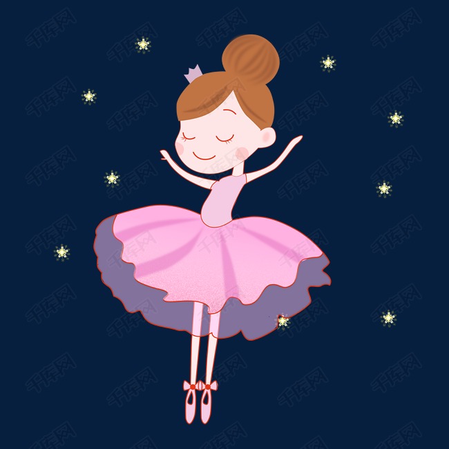 粉色裙子可爱芭蕾舞女孩矢量图