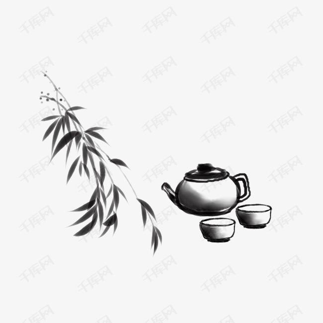 古风茶壶茶杯插画