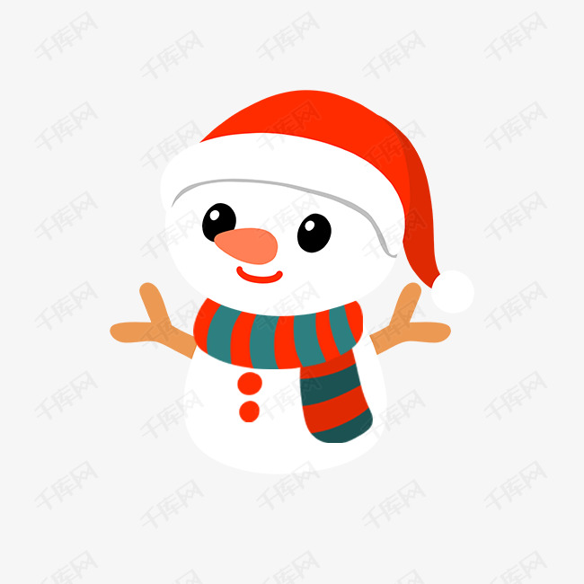 卡通手绘戴着圣诞帽的雪人素材图片免费下载_高清psd
