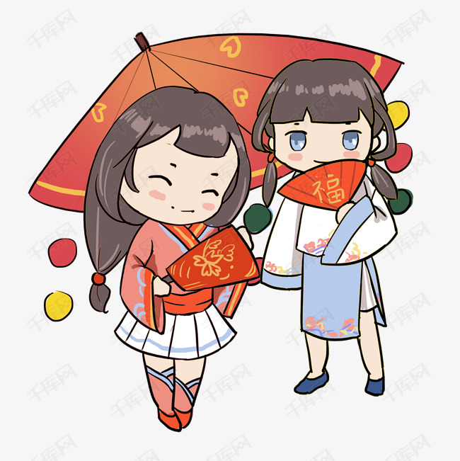 汉服小美女新春送祝福
