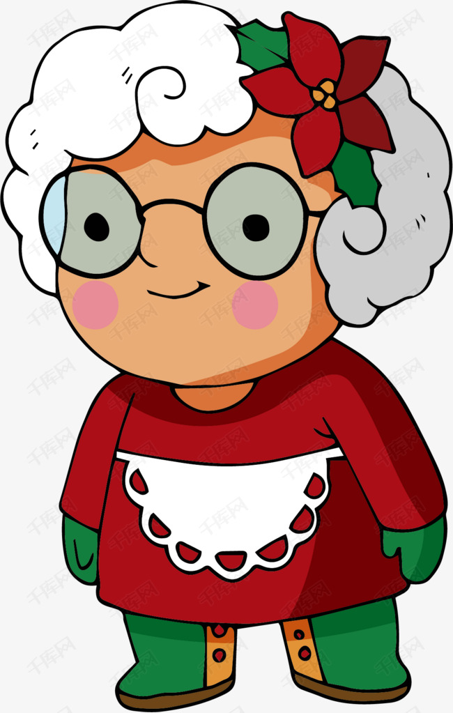 圣诞节可爱的老奶奶