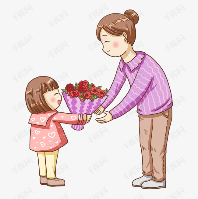 孩子孝敬长辈给妈妈送花束