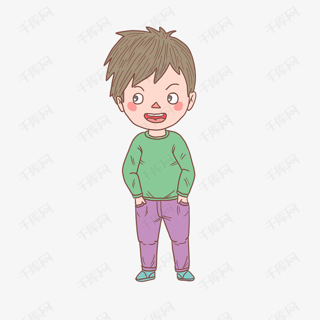 卡通手绘人物自信少年