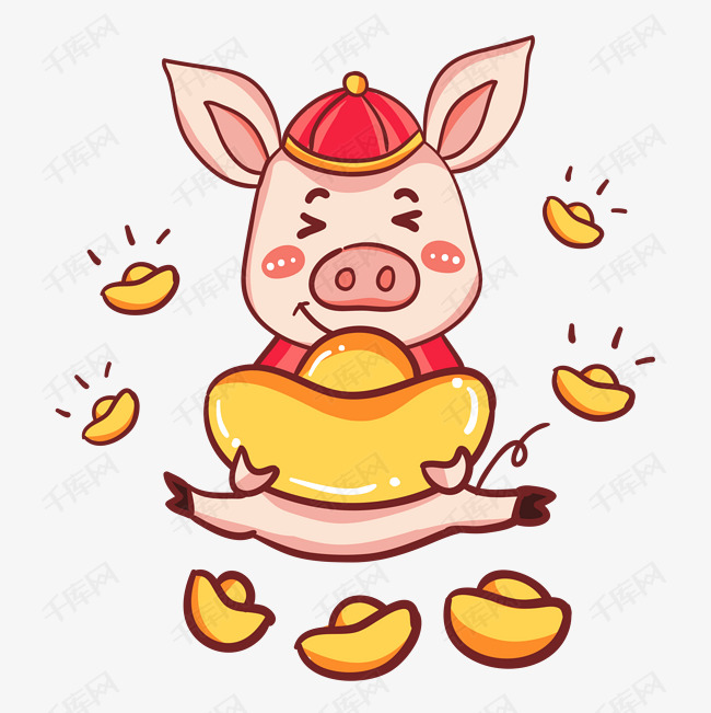 2019春节手绘卡通猪