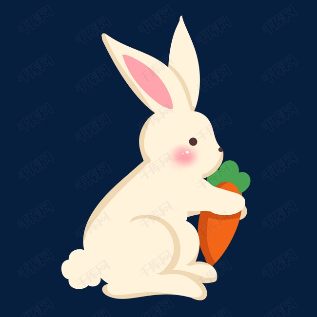 吃萝卜的小兔子插画
