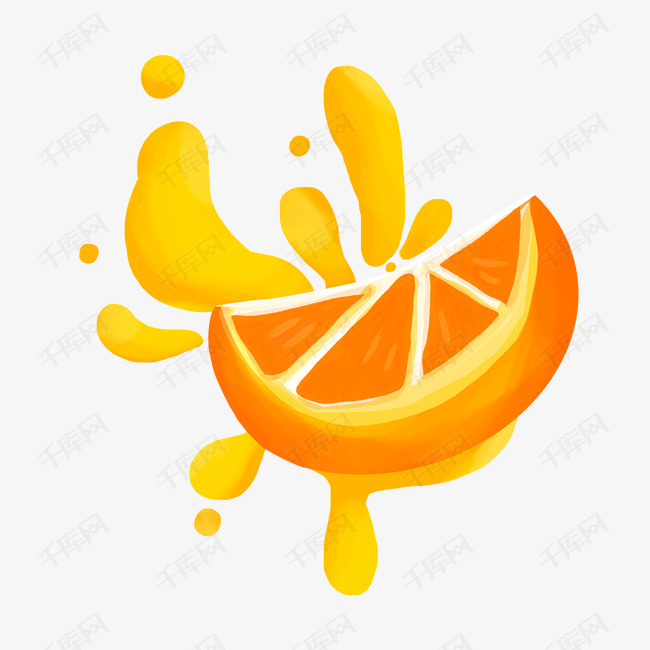 手绘的橙子瓣插画