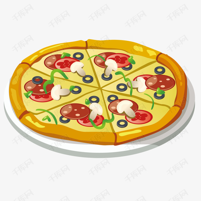 卡通披萨png下载的素材免抠食物美食美味披萨卡通披萨卡通插图