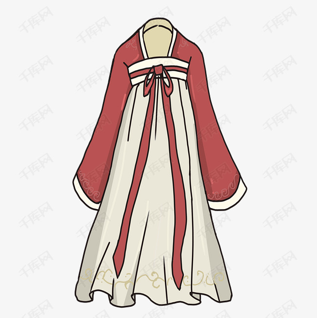 手绘复古汉服插画素材图片免费下载_高清psd_千库网