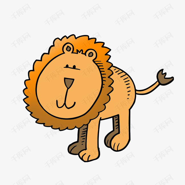 卡通手绘可爱的狮子