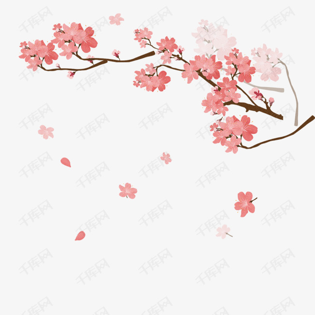 樱花树樱花节春天手绘装饰免扣