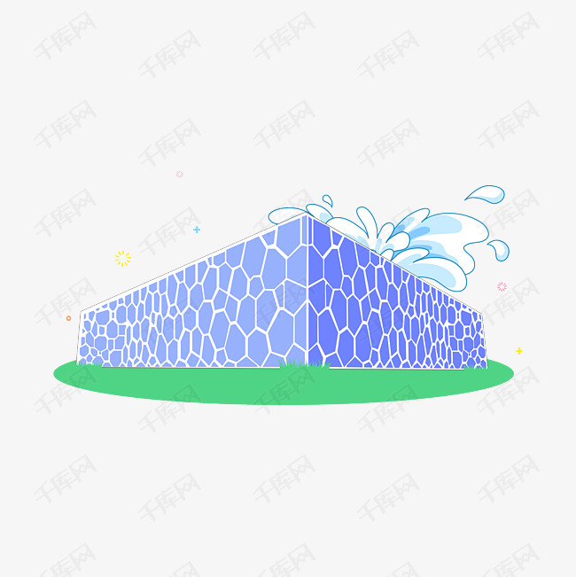 矢量手绘卡通水立方