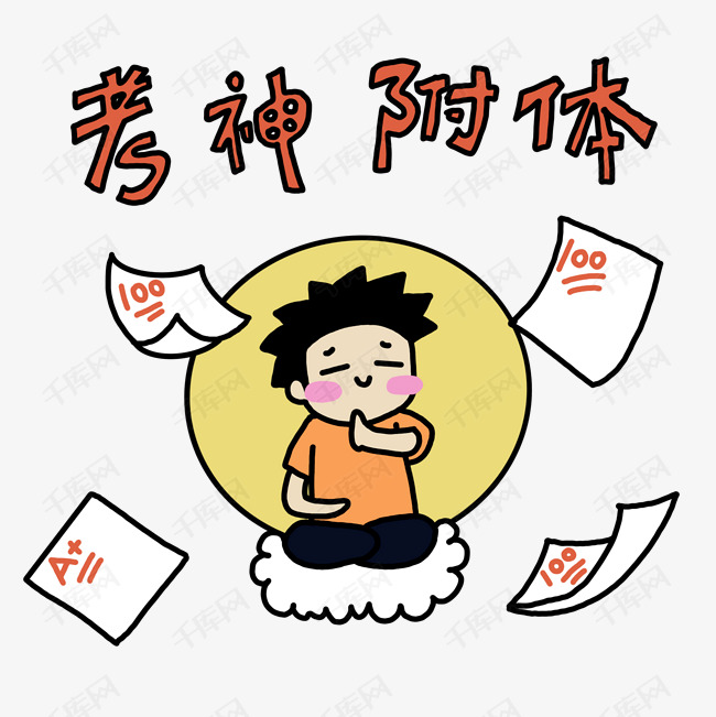 卡通手绘动漫考神附体创意海报