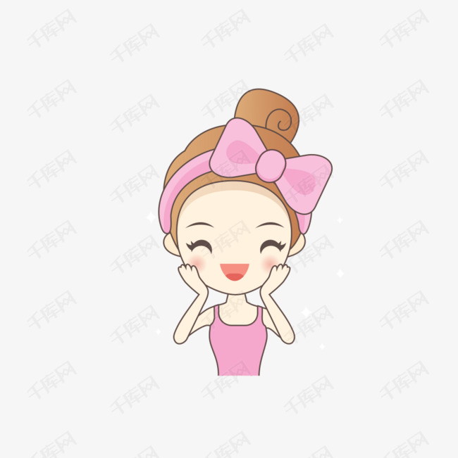 卡通美容爱美女孩