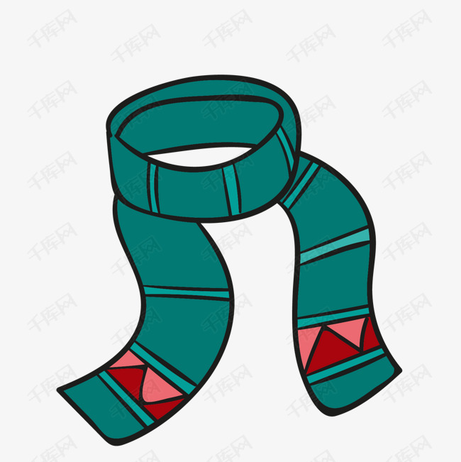 红绿色卡通冬季围巾的素材免抠红色绿色卡通冬季绿色围巾日常