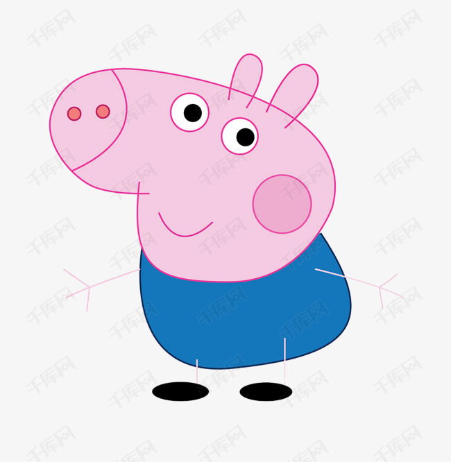 动画人物小猪佩奇穿蓝色衣服简笔画免抠
