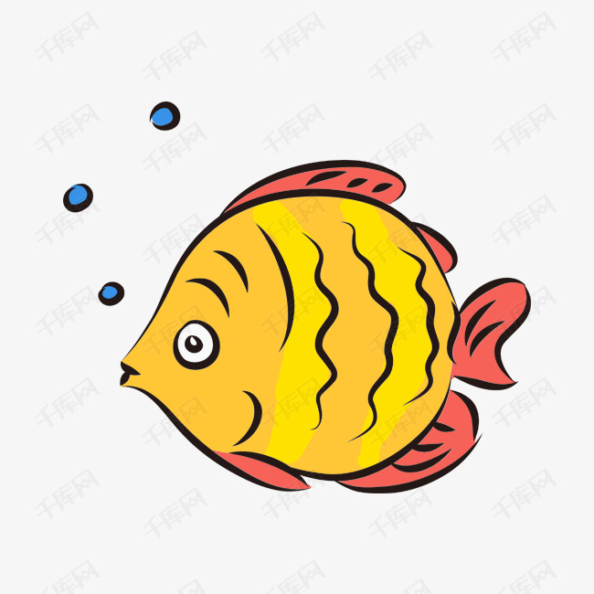 卡通手绘黄色的鱼