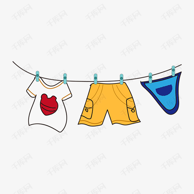 夏季晾的衣服的素材免抠卡通手绘夏季晾的衣服手绘背心夏季晾晒的衣服