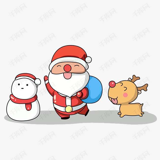 卡通圣诞老人雪人麋鹿