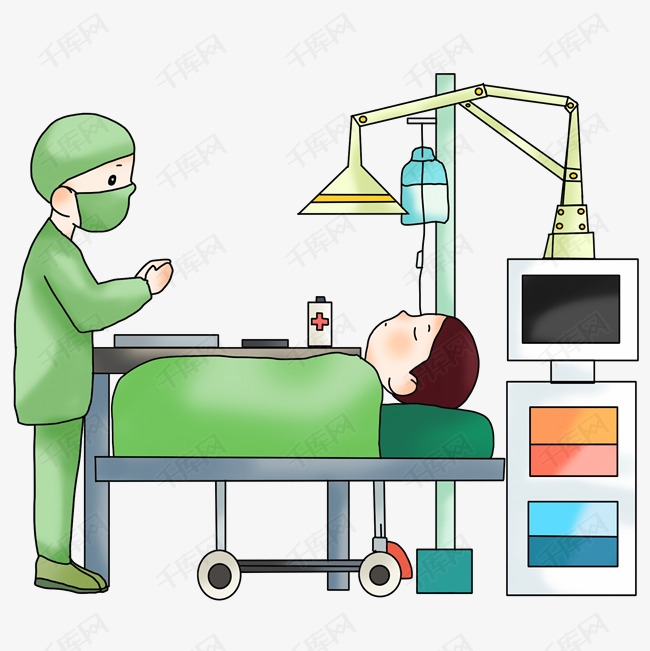 手绘医生给病人治疗插画
