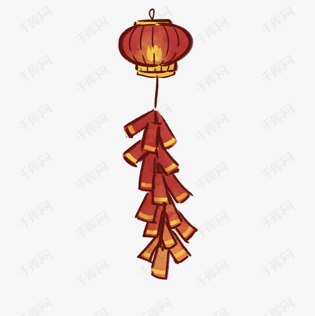 手绘新年鞭炮插画