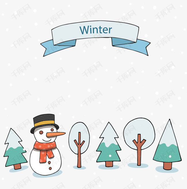 冬天下雪雪地雪人