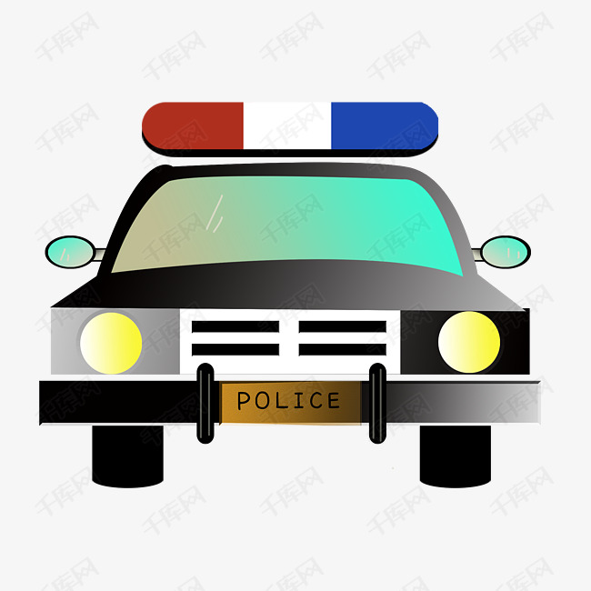 卡通公安警车插画