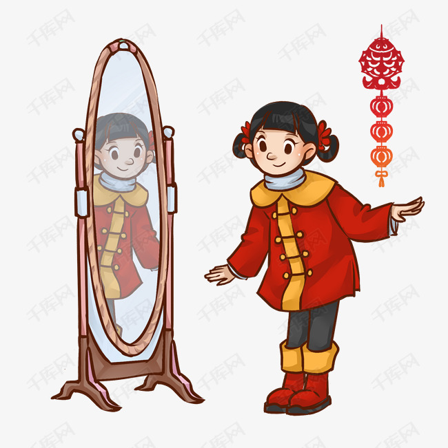 过年换新衣的小女孩