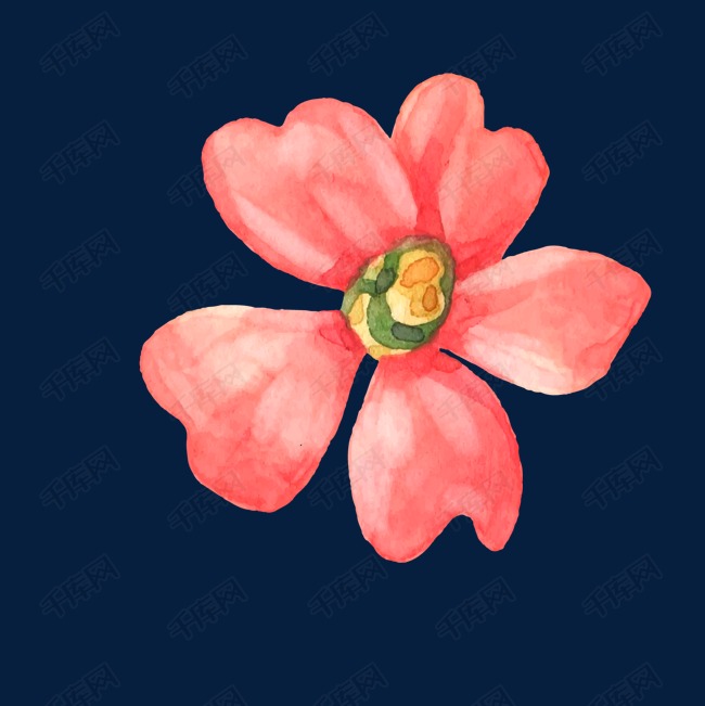 一朵手绘的红色花朵的素材免抠一朵鲜花红色花朵盛开春季扁平化