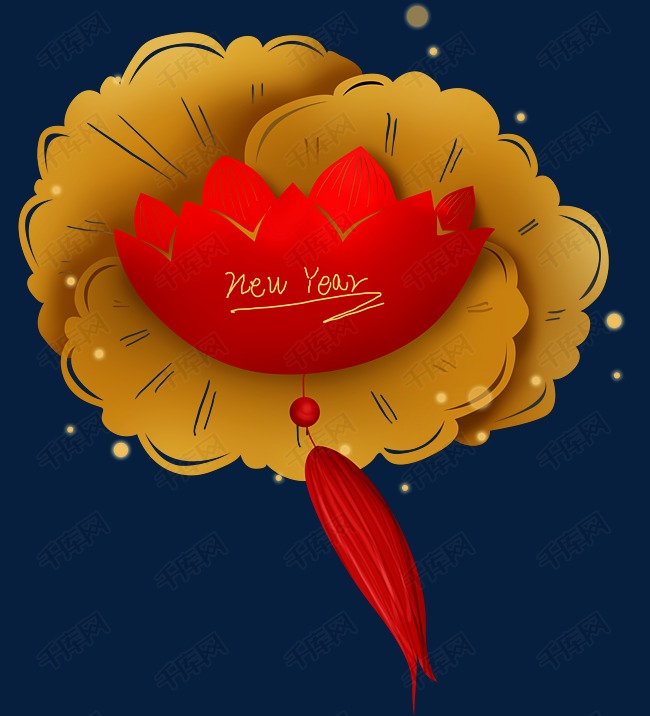 新年中国风荷花红色文字框